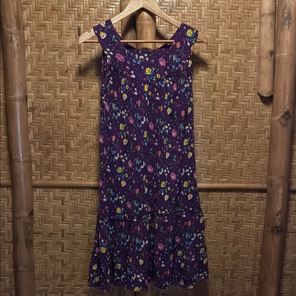 Vintage Floral Purple Sleeveless muumuu breezy Dress small